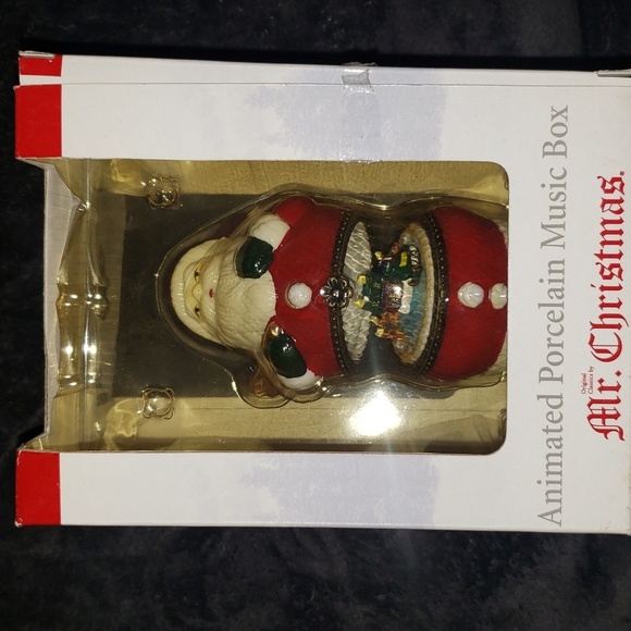 Mr. Christmas Animated Santa Porcelain Music Box 2005 In Box - Picture 3 of 6